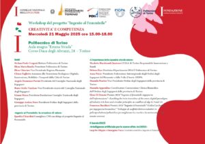 Riparte il progetto “Ingenio al Femminile” e approda a Torino con il workshop “Creatività e competenza”