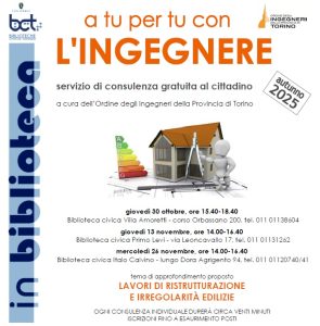 “A tu per tu con l’ingegnere”: consulenze autunno 2025
