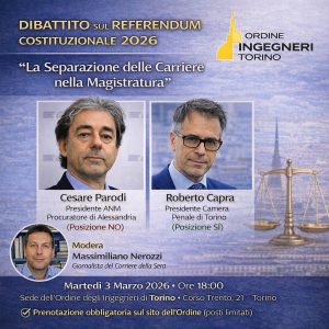 Referendum giustizia 2026: aperte le iscrizioni per il dibattito all’Ordine con Cesare Parodi e Roberto Capra